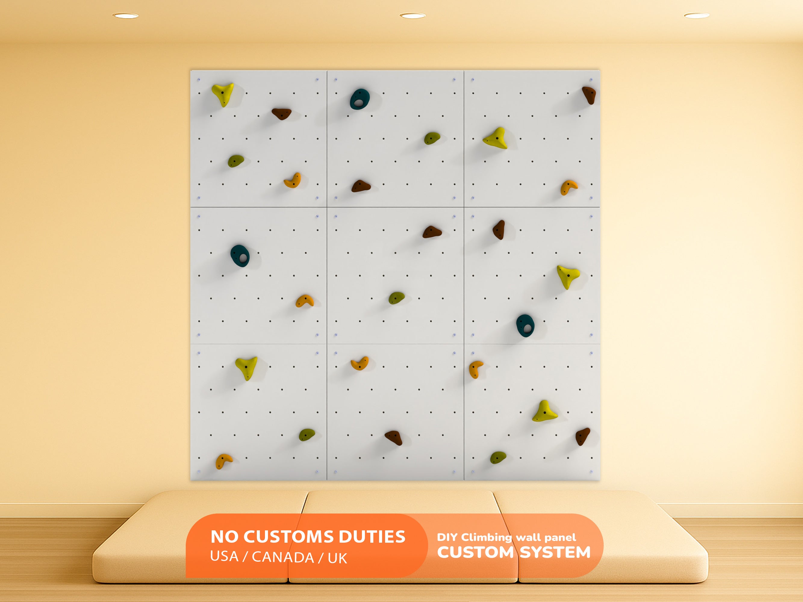 Custom Climbing Wall Panel Kit | DIY Rock Climbing Wall for Kids | Textured & Paintable | Home Gym, Playroom | 65cm x 65cm (25.6")