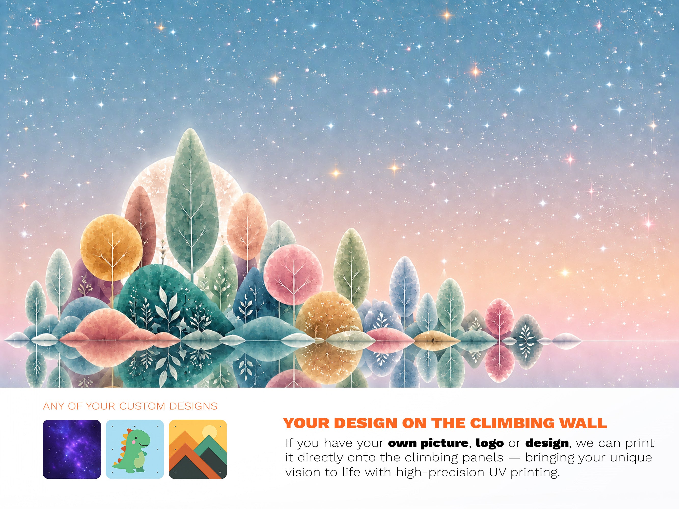 Rock Climbing Wall – Wooden Indoor Play Wall for Kids Room | Forrest design V1 - light, Custom made, Climbing Holds included