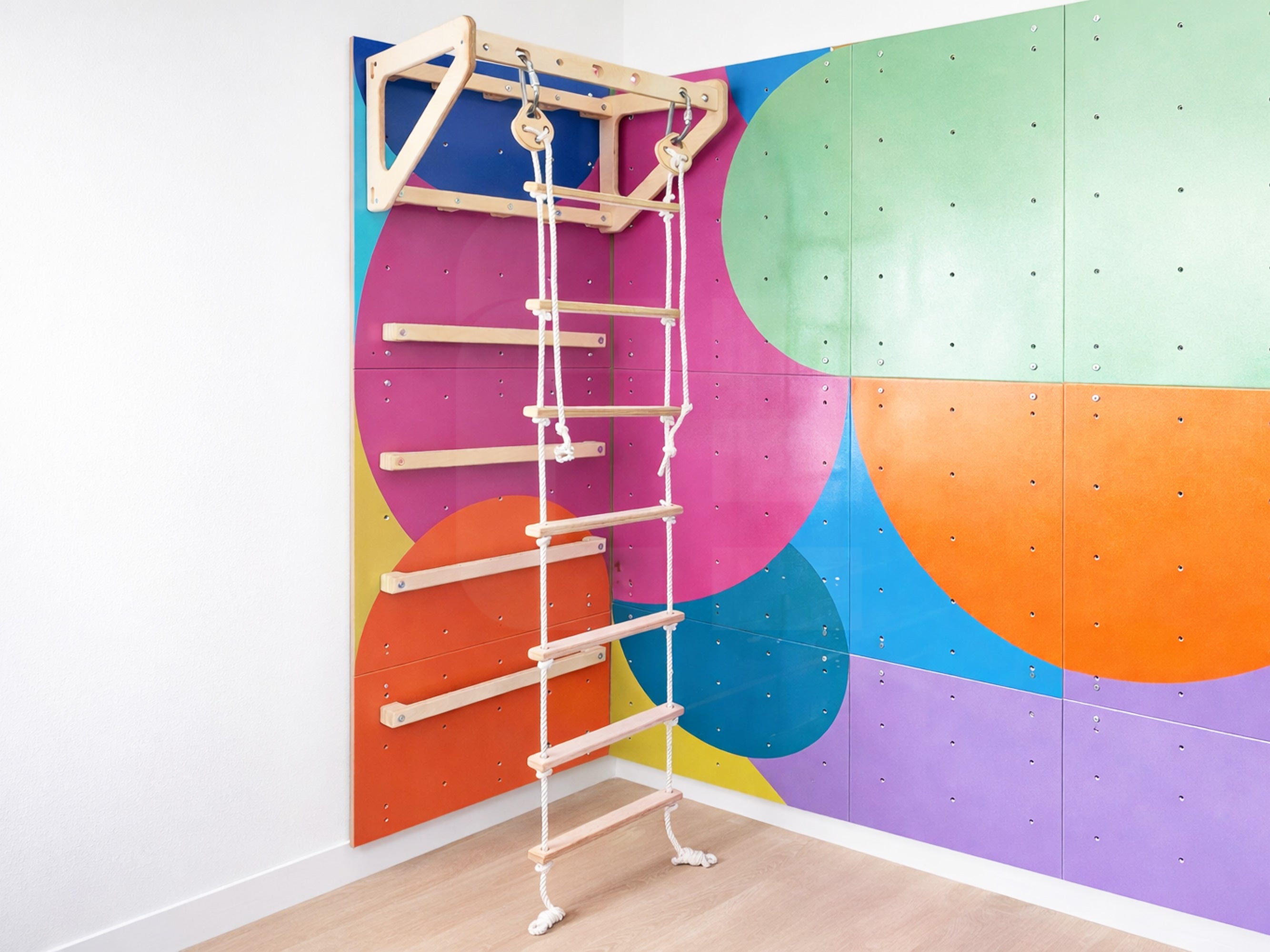 Tetiswood® Swedish Ladder with Pull-Up Bar & Ladder Bars for Climbing Wall – Kids Indoor Gym Set